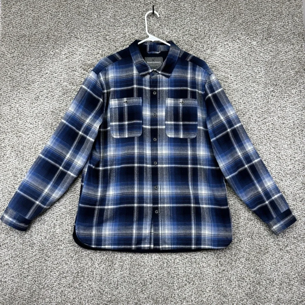 Rugged Elements Shirt Jacket Men's Large Blue Plaid Shacket Flannel Button‎ Up